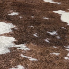 vidaXL Χαλί Πλενόμενο Σχέδιο Αγελάδας Καφέ/Λευκό 120x170 εκ.