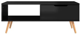 Τραπεζάκι Σαλονιού Γυαλιστερό Μαύρο 100x49,5x43 εκ. Επ Ξύλο - Μαύρο
