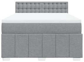 Κρεβάτι Boxspring με Στρώμα Ανοιχτό Γκρι 140x190 εκ. Υφασμάτινο - Γκρι