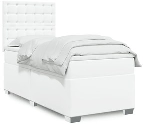 vidaXL Κρεβάτι Boxspring με Στρώμα Λευκό 80 x 200 εκ. Συνθετικό Δέρμα