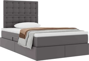 vidaXL Κρεβάτι Αποθήκης με στρώμα Γκρι 120 x 190 cm Τεχνητό Δέρμα