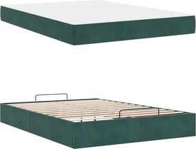 vidaXL Σκελετός κρεβατιού με στρώμα 2 pcs Πράσινο Βελούδο