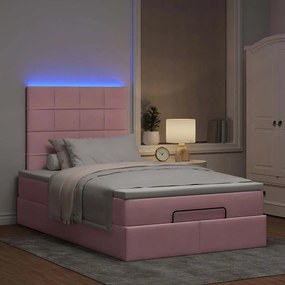 ΟΘΩΜΑΝΙΚΟ ΚΡΕΒΑΤΙ ΜΕ ΣΤΡΩΜΑΤΑ &amp; LEDS ΡΟΖ 120X200CM VELVET 3314317