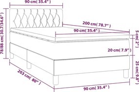 vidaXL Κρεβάτι Boxspring με Στρώμα Μαύρο 90x200 εκ. Βελούδινο