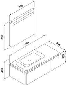 Πάγκος KUZEY Λευκό MDF 18mm Λάκα 110 S3BKUZ110WH 110x50.5x32.5cm