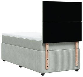 vidaXL Κρεβάτι Boxspring με Στρώμα Ανοιχτό Γκρι 100x200 εκ. Βελούδινο