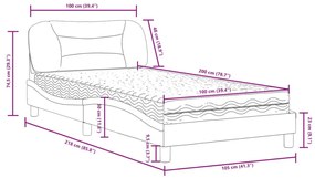 Κρεβάτι με Στρώμα Μαύρο 100 x 200 εκ. Υφασμάτινο - Μαύρο