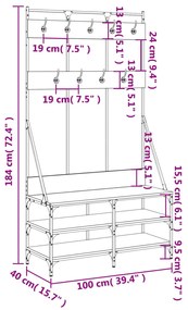 Κρεμάστρα Ρούχων με Παπουτσοθήκη Sonoma Δρυς 100x40x184 εκ. - Καφέ