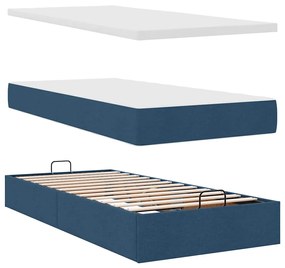 Οθωμανικό κρεβάτι με στρώμα &amp; LEDs Μπλε 100x200 cm Ύφασμα 3313905