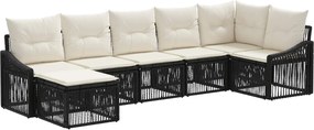 vidaXL Σετ Καναπέ Κήπου 7 pcs Μαύρο συνθετικό ρατάν