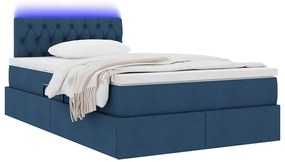 vidaXL LED Κρεβάτι αποθήκευσης με στρώμα Μπλε 120 x 200 cm Ύφασμα