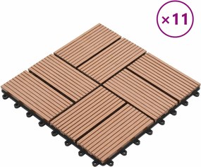 vidaXL Πλάκα Κατασκευής 11 pcs Καφέ 30 x 30 cm WPC