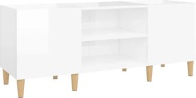 vidaXL Δισκοθήκη Γυαλιστερή Λευκή 121x38x48 εκ. από Επεξεργασμένο Ξύλο