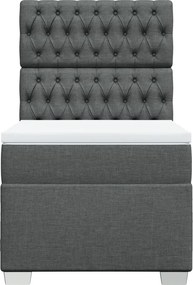 vidaXL Κρεβάτι Boxspring με Στρώμα Σκούρο Γκρι 100x200 εκ. Υφασμάτινο