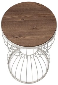 Βοηθητικό τραπεζάκι Pino Megapap μεταλλικό - Mdf χρώμα λευκό - καρυδί 35x35x58εκ.