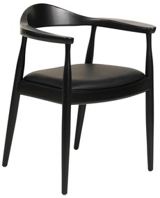 Πολυθρόνα Τραπεζαρίας ADOR RUBBERWOOD &amp; PU σε Μαύρο 62x54x76,5Υεκ 62x54x76.5 εκ.