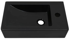 Νιπτήρας Ορθογώνιος Οπή Βρύσης Μαύρος 46x25,5x12 εκ. Κεραμικός - Μαύρο