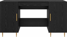 vidaXL Γραφείο με ράφι Μαύρη δρυς 140 x 50 x 75 εκ. Επεξεργασμένο ξύλο