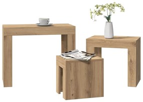 vidaXL Τραπεζάκια Ζιγκόν 3 τεμ. Αρτισιανή Δρυς από Επεξεργασμένο Ξύλο