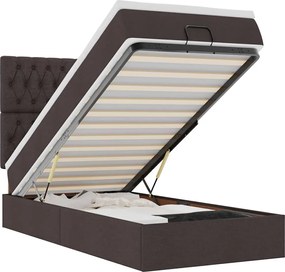vidaXL Οθωμανικό κρεβάτι με στρώμα σκούρο καφέ 90x200cm ύφασμα