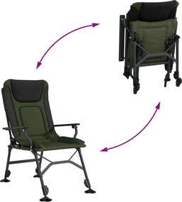 vidaXL Καρέκλα Ψαρέματος με Μπράτσα Πτυσσόμενη Πράσινη