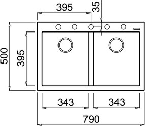 Elleci Quadra 350 - Νεροχύτης Κουζίνας Γρανίτη 79x50 - Nero