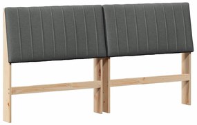 vidaXL Ταπετσαρισμένο κεφαλάρι Σκούρο Γκρι 200 cm Στερεά ξυλεία πεύκου