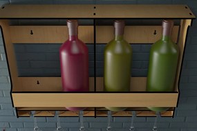 Σετ των 2 Intra απο ξύλο plywood 3mm-4mm πάχος – Σχάρα κρασιού Τοποθέτηση στον τοίχο / Κράτηση ποτηριού κρασιού Δίασταση 20x20 cm INTRAFABR-48373833