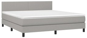 Κρεβάτι Boxspring με Στρώμα &amp; LED Αν.Γκρι 160x200 εκ Υφασμάτινο - Γκρι