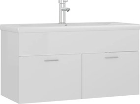 vidaXL Ντουλάπι Μπάνιου με Νιπτήρα Γυαλιστερό Λευκό από Επεξ. Ξύλο