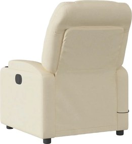 vidaXL Πολυθρόνα Μασάζ Ανακλινόμενη Ηλεκτρική Κρεμ Υφασμάτινη