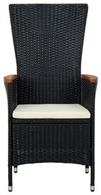 vidaXL Σετ Τραπεζαρίας Κήπου 5 Τεμαχίων Μαύρο με Μαξιλάρια