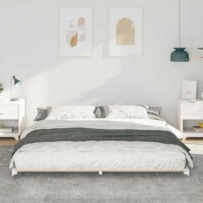 vidaXL Σκελετός Κρεβατιού Λευκό 200 x 220 cm Στερεά ξυλεία πεύκου