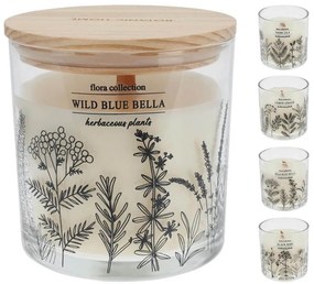 Αρωματικό Κερί CC5072870 Σε γυάλινο δοχείο με ξύλινο καπάκι 10 x 10 cm, σε 4 επιλογές σχεδίου και αρώματος, lemon ginger, pomegramate noir, wild blue