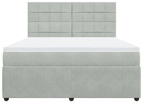 Κρεβάτι Boxspring με Στρώμα Ανοιχτό Γκρι 180x200 εκ. Βελούδινο - Γκρι