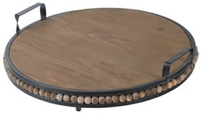 Artekko Tray Καφέ Διακοσμητικός Δίσκος από Ξύλο Ελάτης με Μεταλλικές Μαύρες Λεπτομέρειες (45x45x9)cm Artekko 45223