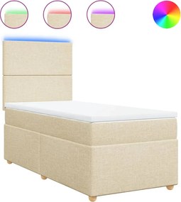 vidaXL Κρεβάτι Boxspring με Στρώμα Κρεμ 90x200 εκ.Υφασμάτινο