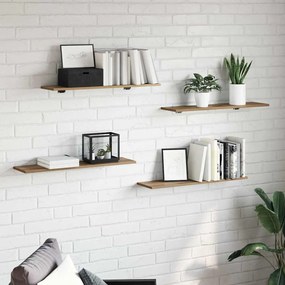 vidaXL Ράφι Βιβλίων 3 επιπέδων 4 pcs 80 x 20 x 1,5 cm Καφέ