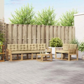 vidaXL Σειρά Καναπέ Εξωτερικού με μαξιλάρι 7 pcs Λευκό και Μπεζ