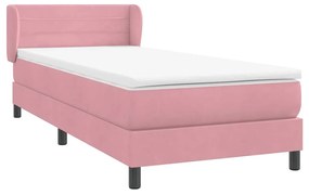 vidaXL Κρεβάτι Boxspring με Στρώμα Ροζ 90x220 εκ. Βελούδινο