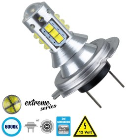 GloboStar® 81436 Λάμπα Αυτοκίνητου H7 3rd Generation Can-Bus Extreme Series LED 16 CREE XBD 15W 2115lm 360° DC 12V IP20 Ψυχρό Λευκό 6000K