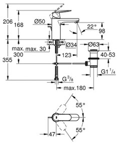 Μπαταρία νιπτήρος Grohe Eurocosmo II-Ashmi