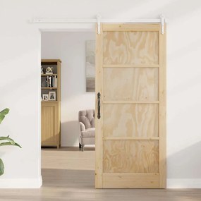 vidaXL Συρόμενη Πόρτα Φυσικό και λευκό 86 x 211 cm