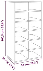 vidaXL Παπουτσοθήκη Καφέ Δρυς 54x34x100,5 εκ. από Επεξεργασμένο Ξύλο