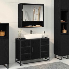 vidaXL Σετ Επίπλων Μπάνιου με συρτάρι 2 pcs Μαύρη δρυς 80 x 33 x 60 εκ