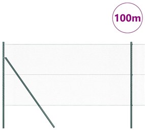 vidaXL Φράχτης με Στήλες. Πράσινο 1.2 x 100 m Ατσάλι με επικάλυψη PVC