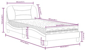 Κρεβάτι με Στρώμα Μπλε 80x200 εκ. Υφασμάτινο - Μπλε