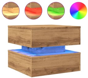 vidaXL Τραπεζάκι Σαλονιού με LED Αρτισιανή Δρυς 50 x 50 x 40 εκ.