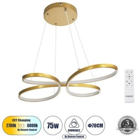 Κρεμαστό Φωτιστικό Οροφής LED 75W 8400lm BUTTERFLΥ Globostar-61393-Χρυσό 61393
