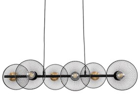 00587 GloboStar® VERONA 00587 Μοντέρνο Κρεμαστό Φωτιστικό Ράγα Πολύφωτο 6 x E27 IP20 Μαύρο & Χρυσό Μέταλλο - Μ100 x Π28 x Υ20cm
